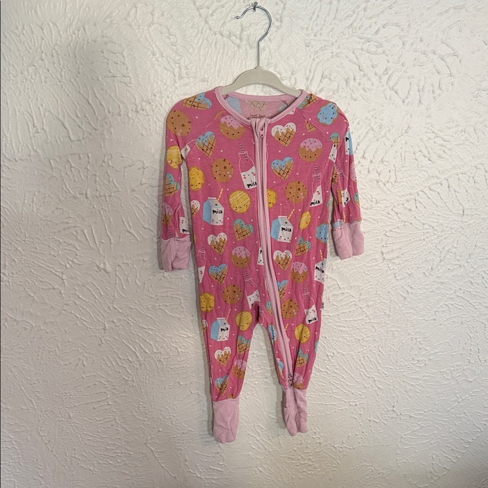 Little Sleepies 3-6 Months Pink Milk and Cookies Zippy